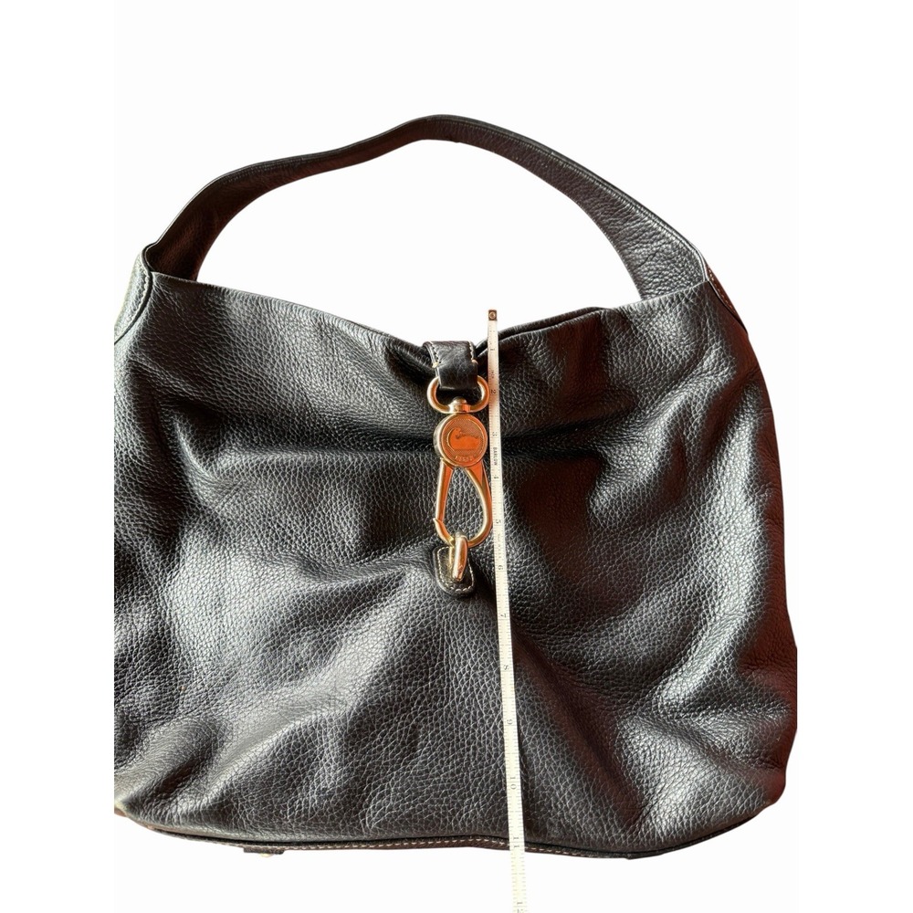 Dooney & BourkeBlack Logo Lock Hobo Pebble Grained Shoulder Bag